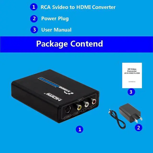 Alt view image 3 of 7 - 3RCA AV CVBS Composite & SVideo to HDMI Converter Adapter with Aspect Ratio Switch, 4:3/16:9, 3.5mm Audio, 480P1080P Resolution Adjustment for VHS, VCR, DVD Players to HDMI TVs