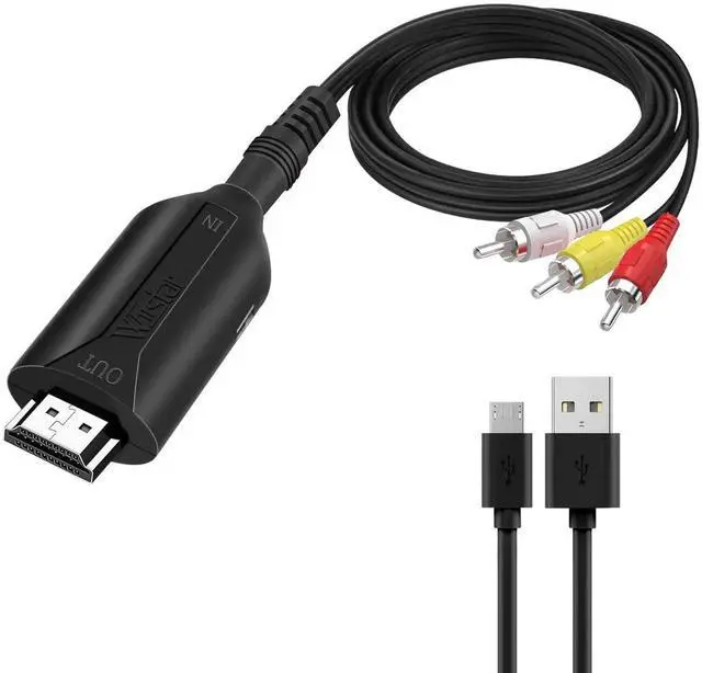 Main image of Male Composite AV/RCA CVBS to HDMI Cable Adapter, 1080P Mini AV2HDMI Video Audio Converter Box, PAL/NTSC Compatible for TV, PC, PS3, STB, Xbox, HDTV & Projector