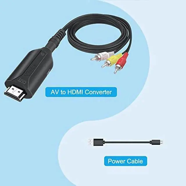 Alt view image 3 of 7 - Male Composite AV/RCA CVBS to HDMI Cable Adapter, 1080P Mini AV2HDMI Video Audio Converter Box, PAL/NTSC Compatible for TV, PC, PS3, STB, Xbox, HDTV & Projector