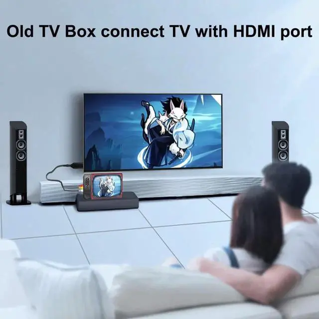 Alt view image 6 of 7 - Male Composite AV/RCA CVBS to HDMI Cable Adapter, 1080P Mini AV2HDMI Video Audio Converter Box, PAL/NTSC Compatible for TV, PC, PS3, STB, Xbox, HDTV & Projector