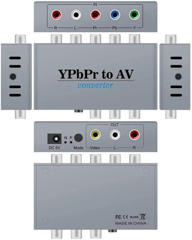 Alt view image 5 of 5 - Component to AV Adapter, YPbPr to CVBS Converter with R/L Audio, 1080P Video Audio Support for DVD, PSP to HDTV & Monitor