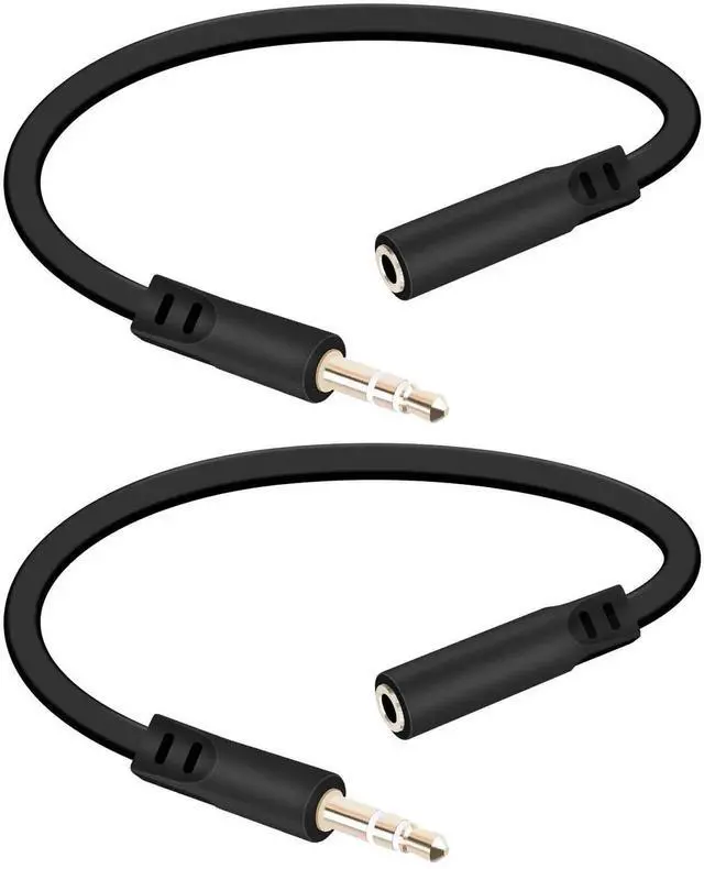 Main image of 2Pack 0.15M/0.49FT Flat 3.5mm Male to Female Headphone Extension Audio Cable for Car Audio, Home Speakers, Phones & Tablets
