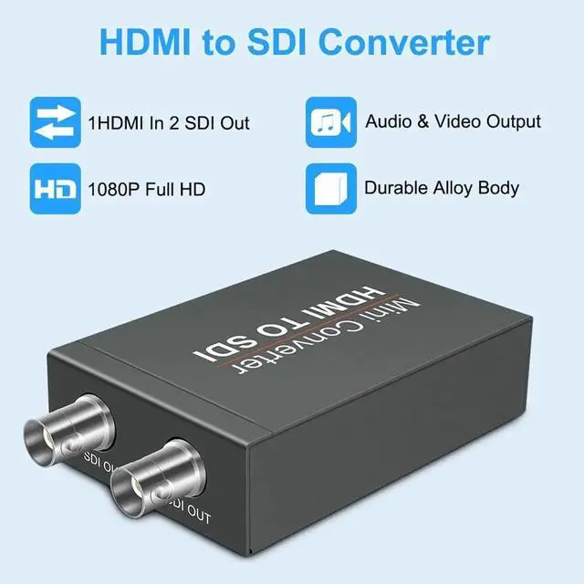 Alt view image 2 of 7 - HDMI to SDI Converter, 1HDMIIn to 2SDIOutput Adapter with Power Supply & Audio Embedder, Supports HDMI 1.3, SD/HD/3GSDI 1080P for Camera & CCTV