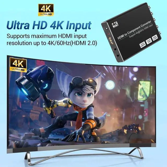Alt view image 4 of 7 - 4K HDMI to Component Converter with Scaling Function, HDMI to YPbPr Adapter Supports 4K@60Hz Input & 480i/576i Component Output, Compatible with DVD, PS3, PS4, PS5 & Amazon Fire TV Sticks