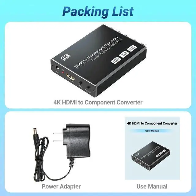 Alt view image 7 of 7 - 4K HDMI to Component Converter with Scaling Function, HDMI to YPbPr Adapter Supports 4K@60Hz Input & 480i/576i Component Output, Compatible with DVD, PS3, PS4, PS5 & Amazon Fire TV Sticks