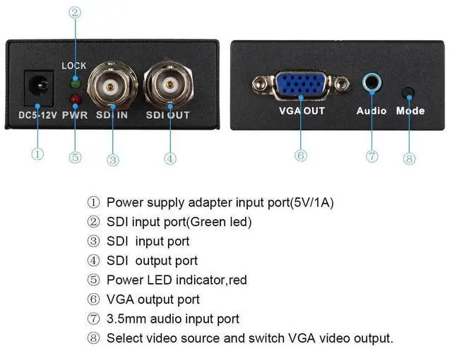 Alt view image 2 of 7 - SDI to VGA BNC Video Converter Adapter with US Power Supply Adapter