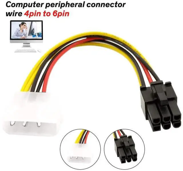 Alt view image 7 of 7 - 4Pin Molex Male to 6Pin PCIE Female GPU Power Adapter Cable, PCI Express Graphics Card Power Cable, 18cm, 1 Pack