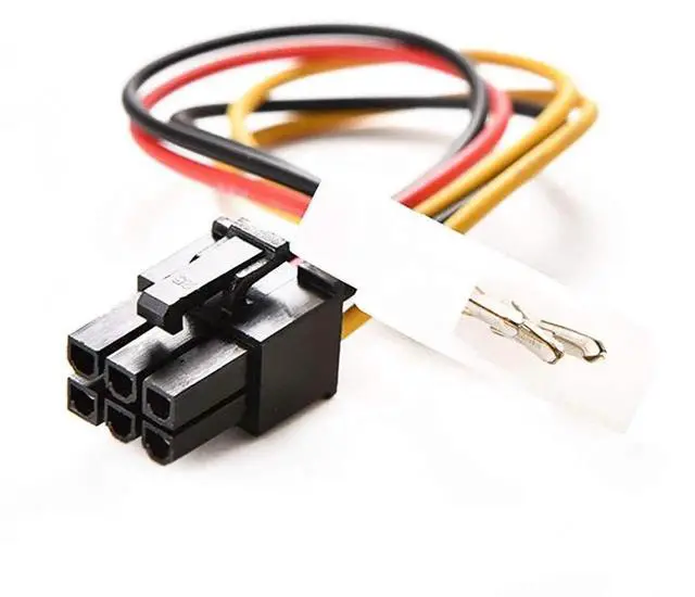 Alt view image 6 of 7 - 4Pin Molex Male to 6Pin PCIE Female GPU Power Adapter Cable, PCI Express Graphics Card Power Cable, 18cm, 1 Pack