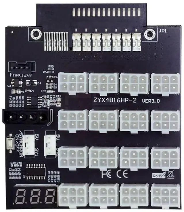 Main image of 14+10Pin Flex Slot Server Power Board to 16×6Pin Power Supply Board for CHIA ETH BTC Mining Miners