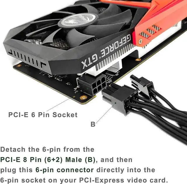 Alt view image 5 of 7 - 6Pack PCIE 8 Pin to Dual PCIE 8 Pin (6+2) GPU Power Cables, Only for Corsair Modular Power Supplies