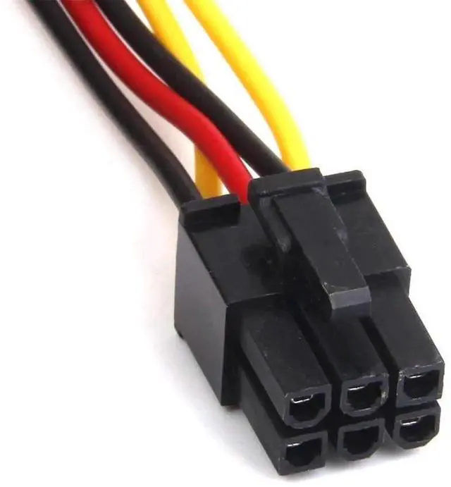 Alt view image 2 of 7 - 4Pin Male Molex to 6Pin Female PCIE GPU Power Adapter Cables, PCIExpress Video Card Power Converter Connectors, 2 Pack / 18cm