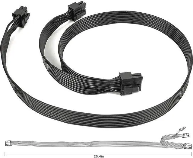 Alt view image 7 of 7 - EPS/ATX 8Pin to Dual PCIE 8Pin (6+2) GPU Power Cables, Only for Corsair Modular Power Supplies, 2Pack, 25+10 Inches