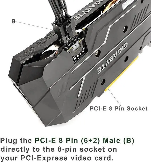 Alt view image 4 of 7 - EPS/ATX 8Pin to Dual PCIE 8Pin (6+2) GPU Power Cables, Only for Corsair Modular Power Supplies, 2Pack, 25+10 Inches