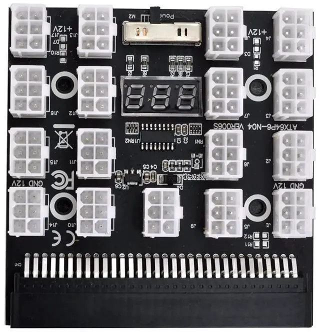Main image of 1200W Server PSU Breakout Board Adapter, 17Port ATX 6Pin Output, Compatible with DPS800GB, 1200FB, 1200QB Server Power Supplies