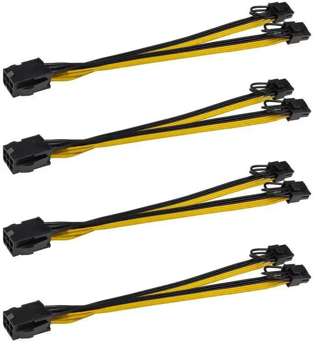 Main image of 4Pack PCIE 6Pin Female to Dual PCIE 8Pin (6+2) Male Power Supply Extension Cables