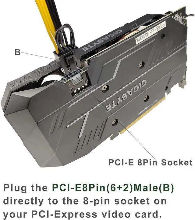 Alt view image 2 of 7 - 4Pack PCIE 6Pin Female to Dual PCIE 8Pin (6+2) Male Power Supply Extension Cables