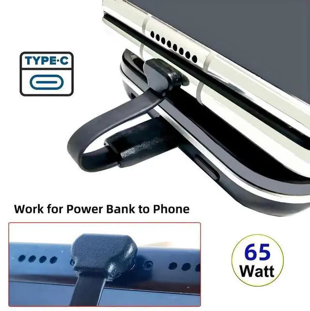 Alt view image 4 of 7 - 66MM (2.6 Inch) Short Flat USBC Cable, USB 2.0 TypeC Male to Male 90 Degree Angled PD 65W Fast Charging Data Extension Cord