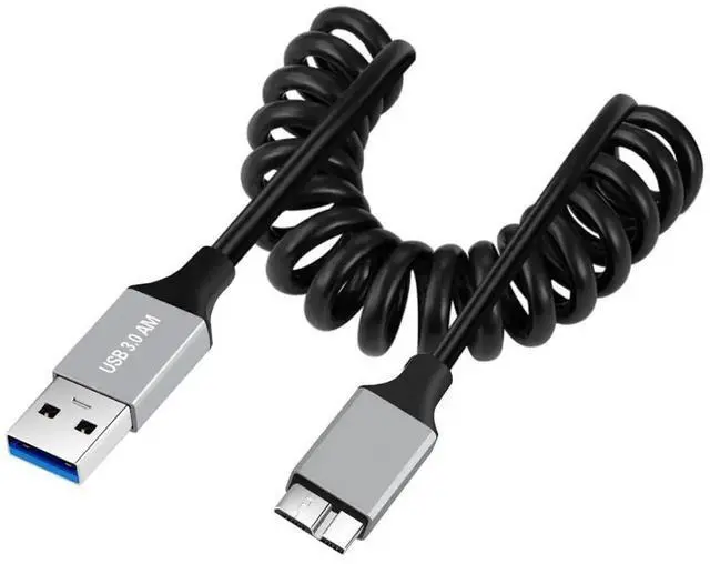 Main image of 3.28FT USB 3.0 Coiled Cable, USB 3.0 Male to Micro USB 3.0 Male HighSpeed Data Transfer & Charging Cord for Phones, Laptops, External Hard Drives & USB Flash Drives
