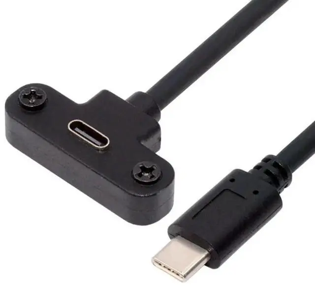 Main image of 0.3M USBC Extension Cable, USB 2.0 TypeC Male to Female Fast Charging Data Transfer Cord with Panel Mount Screw