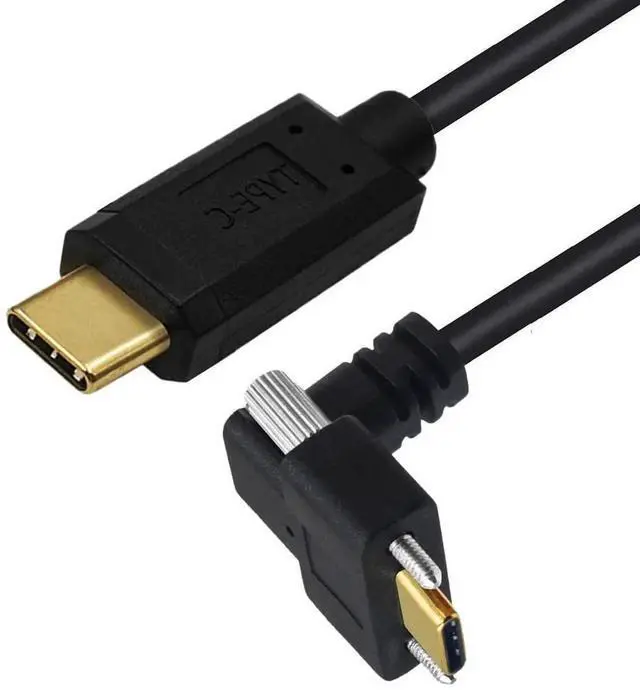 Main image of USBC to USBC Cable, 90 Degree Angled Male to Male Fast Charging Data Transfer Extension Cable with Mounting Screws