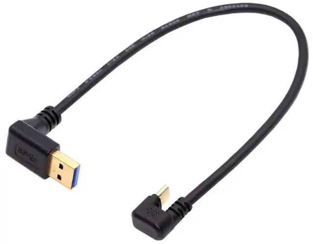 Alt view image 3 of 7 - 0.3M USB 3.0 to USBC Cable, 90 Degree Down Angled USB 3.0 to 180 Degree UShaped USBC HighSpeed Charging Data Transfer Extension Cord