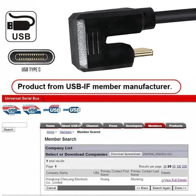 Alt view image 5 of 7 - USBC to USBC Cable, 180 Degree Angled Male to Male Fast Charging Data Transfer Extension Cord