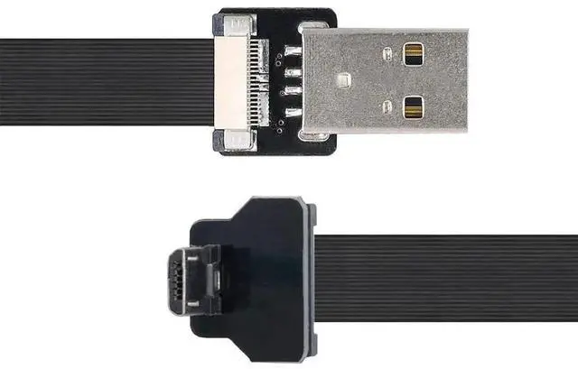 Alt view image 5 of 7 - 2.0M Micro USB Flat Ribbon Flex Cable, USB 2.0 Male to Male 90 Degree Up Angled Charging Data Extension Adapter Cord
