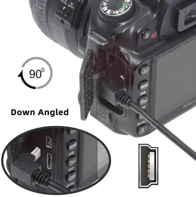 Alt view image 3 of 7 - 2 Pack 0.5M (1.64FT) Mini USB Cable, USB 2.0 Male to 5Pin Mini USB Male 90 Degree Up/Down Angled Charging Data Transfer Extension Cord, Black