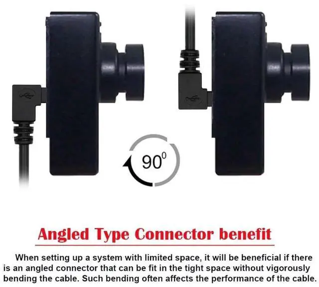 Alt view image 5 of 7 - 2 Pack 0.5M (1.64FT) Mini USB Cable, USB 2.0 Male to 5Pin Mini USB Male 90 Degree Up/Down Angled Charging Data Transfer Extension Cord, Black