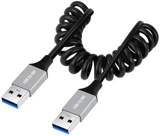 Main image of 3.28FT USB 3.0 Coiled Cable, Male to Male HighSpeed Data Transfer & Charging Cord for Phones, Laptops & USB Flash Drives