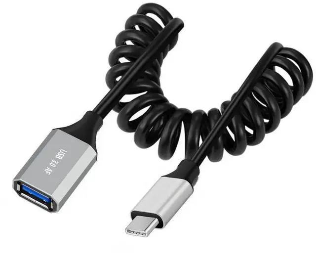 Main image of 3.28FT USB 3.0 Coiled Extension Cable, USBC Male to USB 3.0 Female HighSpeed Data Transfer & Charging Cord for Phones, Laptops & USB Flash Drives
