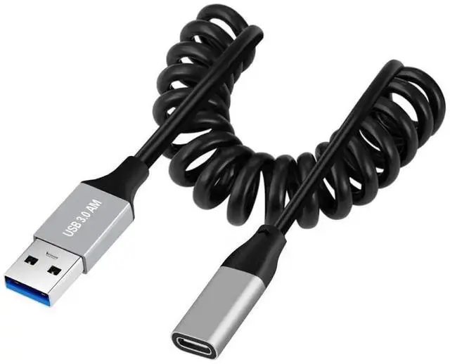 Main image of 3.28FT USB 3.0 Coiled Cable, USB 3.0 Male to USBC Female HighSpeed Data Transfer & Charging Cord for Phones, Laptops & USB Flash Drives