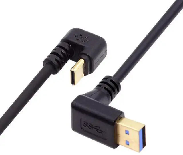 Main image of 0.3M USB 3.0 to USBC Extension Cable, 90° Up Angled USB 3.0 Male to 180° UShape Angled USBC Male Charging & Data Transfer Cord