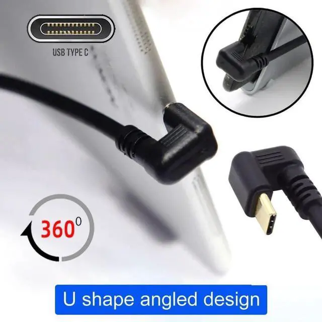 Alt view image 6 of 7 - 0.3M USB 3.0 to USBC Extension Cable, 90° Up Angled USB 3.0 Male to 180° UShape Angled USBC Male Charging & Data Transfer Cord