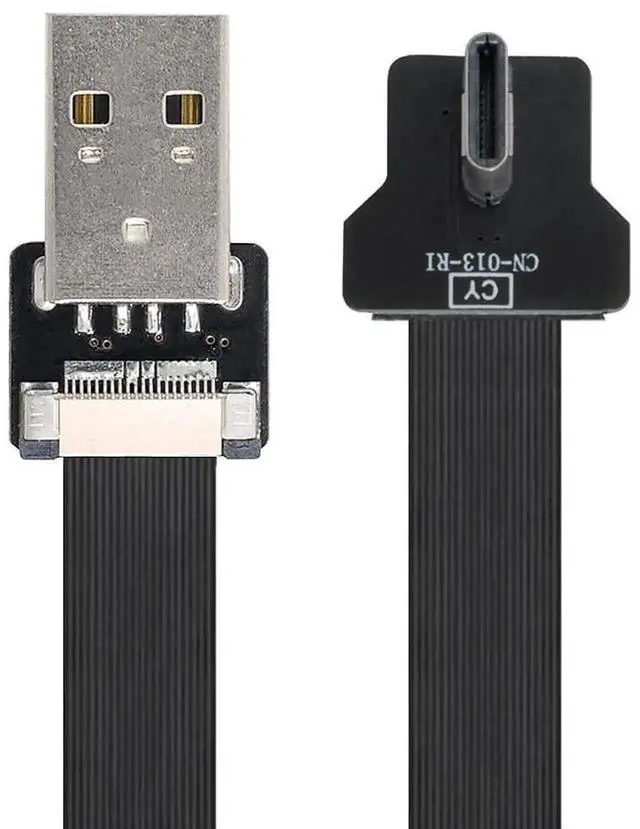 Alt view image 2 of 7 - 0.5M USBC Flat Ribbon Flex Cable, USB 2.0 Male to Male 90 Degree Right Angled Charging Data Extension Adapter Cord