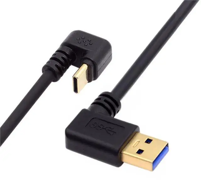 Main image of 0.3M USB 3.0 to USBC Extension Cable, 90° Left Angled USB 3.0 Male to 180° UShape Angled USBC Male Charging & Data Transfer Cord