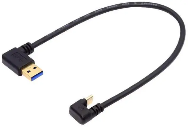 Alt view image 5 of 7 - 0.3M USB 3.0 to USBC Extension Cable, 90° Left Angled USB 3.0 Male to 180° UShape Angled USBC Male Charging & Data Transfer Cord