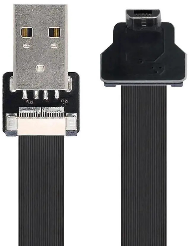 Alt view image 6 of 7 - 0.5M Micro USB Flat Ribbon Flex Cable, USB 2.0 Male to Male 90 Degree Down Angled Charging Data Extension Adapter Cord
