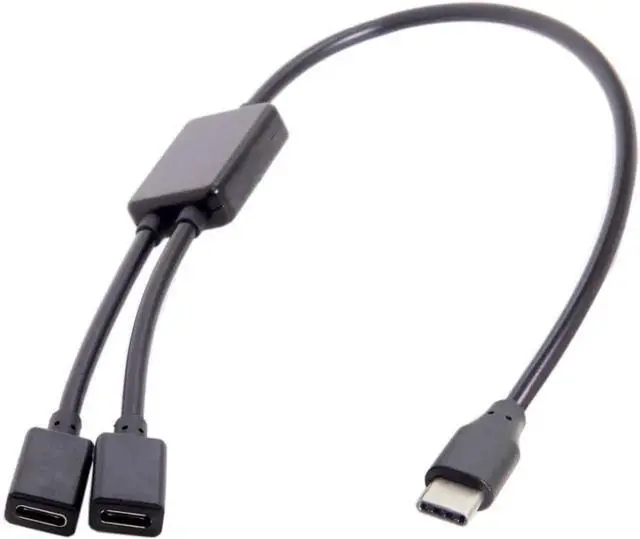 Main image of USBC OTG Cable, 1 USBC Male to 2 USBC Female DualPort Hub Cable for Laptops, PCs, Mice & Flash Drives