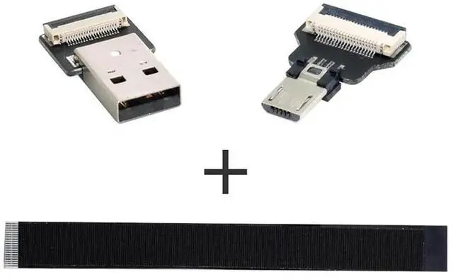 Alt view image 4 of 7 - 1.0M Micro USB Flat Ribbon Flex Cable, USB 2.0 Male to Male Charging Data Extension Adapter Cord