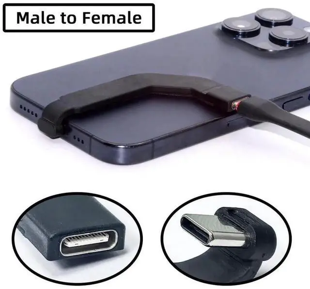 Alt view image 6 of 7 - 2.76 Inch Short Flat USBC Extension Cable, USB 2.0 TypeC Male to Female 90 Degree Angled PD 65W Fast Charging Data Cable