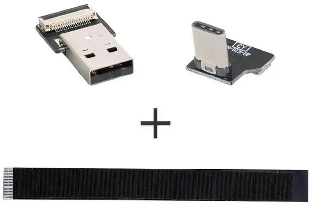 Alt view image 2 of 7 - 0.5M USBC Flat Ribbon Flex Cable, USB 2.0 Male to Male 90 Degree Up Angled Charging & Data Transfer Extension Adapter Cord