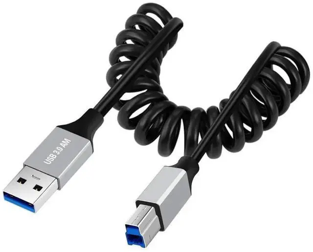 Main image of 3.28FT USB 3.0 Coiled Cable, USB 3.0 TypeA Male to TypeB Male HighSpeed Data Transfer & Charging Cable for Phones, Laptops & USB Flash Drives