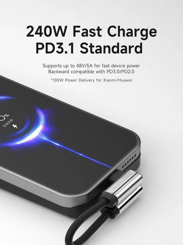 Alt view image 6 of 7 - 0.5ft Right Angle USB4 Cable, 40Gbps Data Transfer, 8K@60Hz Video, 240W Fast Charging Short USBC Cable for iPhone 17/16/15 Pro Max, iPad Pro, Laptop