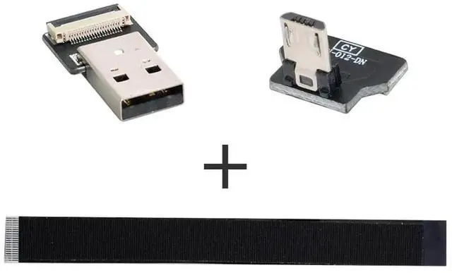 Alt view image 3 of 7 - 0.2M Micro USB Flat Ribbon Flex Extension Cable, USB 2.0 Male to Male 90 Degree Down Angled Charging & Data Transfer Adapter Cord