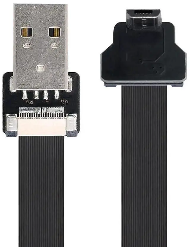 Alt view image 6 of 7 - 0.2M Micro USB Flat Ribbon Flex Extension Cable, USB 2.0 Male to Male 90 Degree Down Angled Charging & Data Transfer Adapter Cord