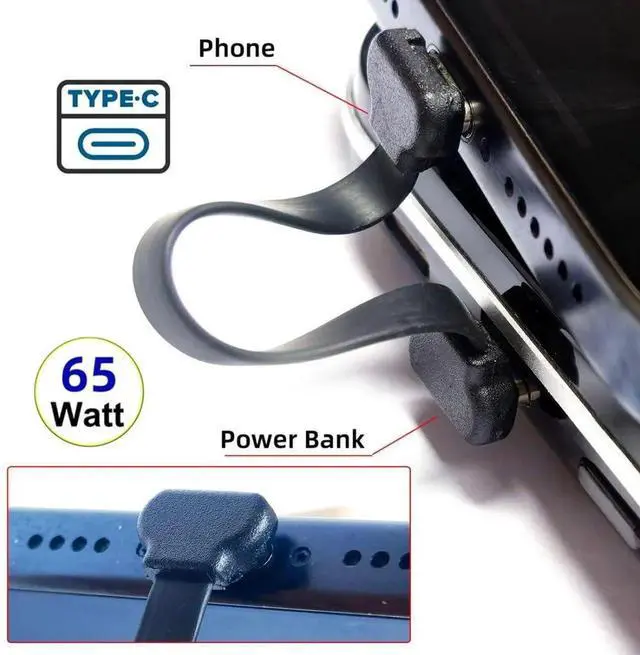 Alt view image 4 of 7 - 70MM Short Flat USBC Extension Cable, USB 2.0 Dual 90 Degree Angled PD 65W Fast Charging & Data Transfer Cable
