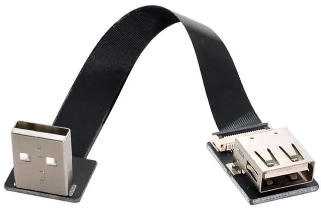 Alt view image 3 of 7 - 0.2M USB 2.0 Flat Ribbon Flex Extension Cable, USB 2.0 Male to Female 90 Degree Up Angled Data Transfer & Charging Adapter Cord