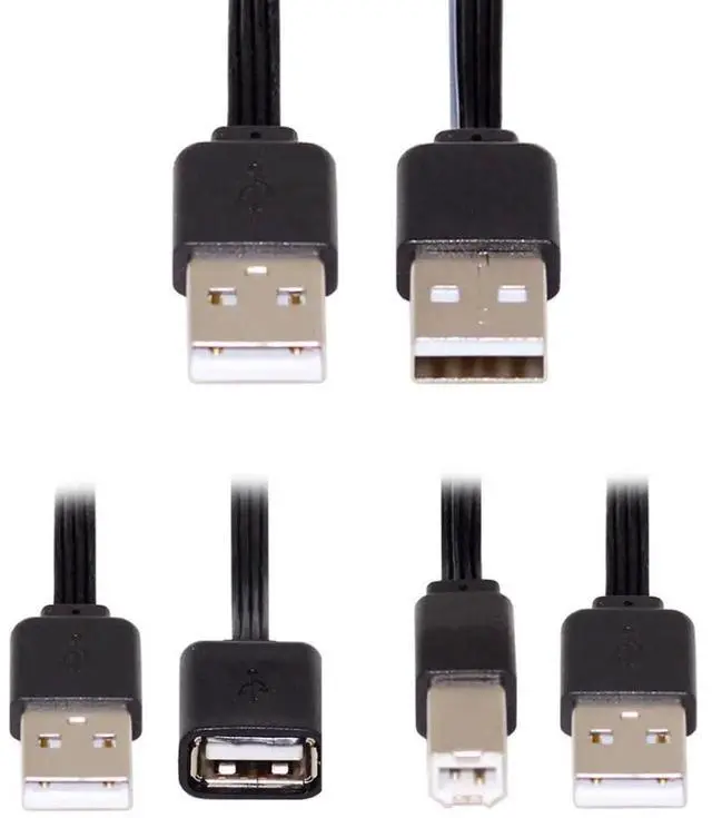 Main image of 3Pcs/Set 13cm Flat Slim USB 2.0 TypeA to TypeA/B Extension Data Cable for Printers, Hard Drives & Phones