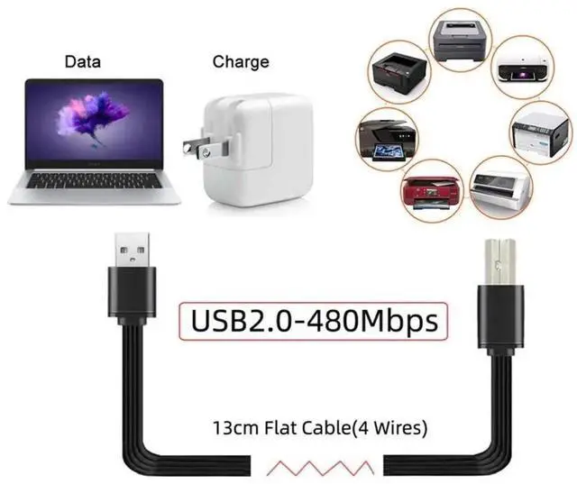 Alt view image 2 of 7 - 3Pcs/Set 13cm Flat Slim USB 2.0 TypeA to TypeA/B Extension Data Cable for Printers, Hard Drives & Phones